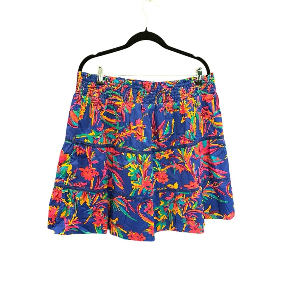 J. Crew Blue and Pink Bubble Mini Skirt Tiered Resort Wear - Picture 2 of 7